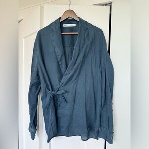 Zara Studio men’s double breasted linen shirt